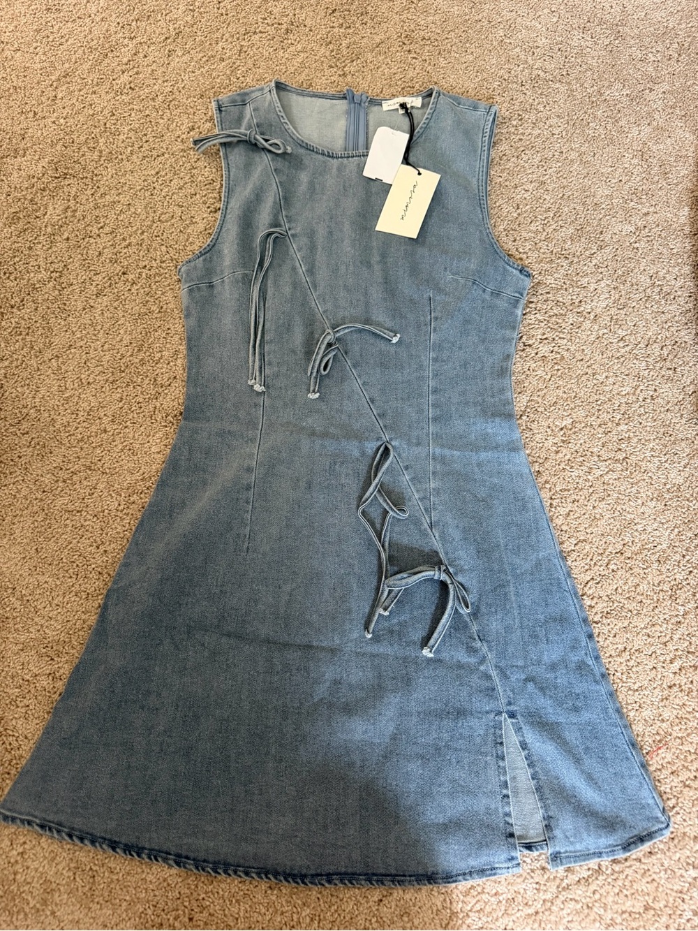 NWT Blue denim dress with tie detail